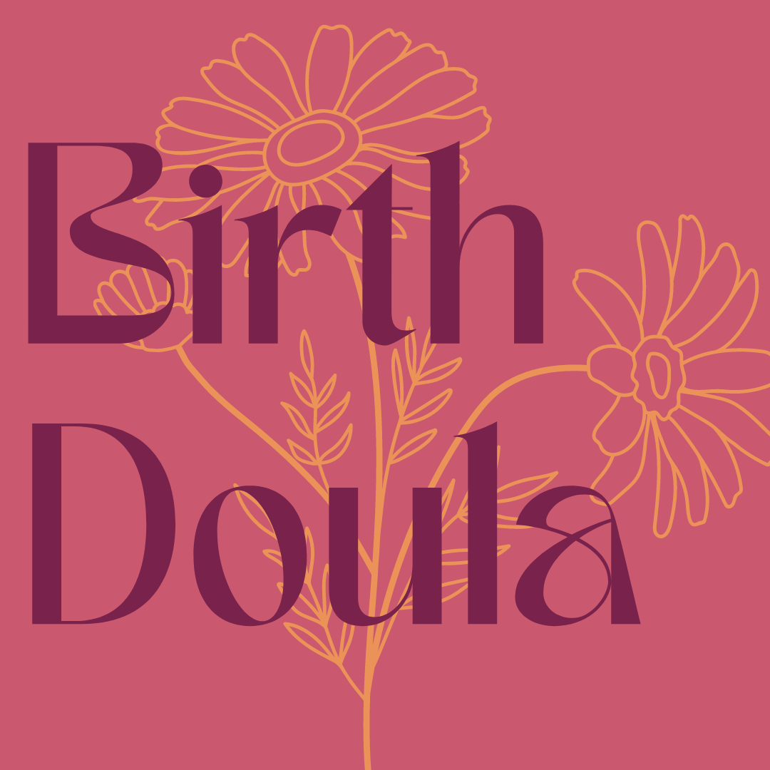 Purple text over a pink background with a yellow daisy outline reads 